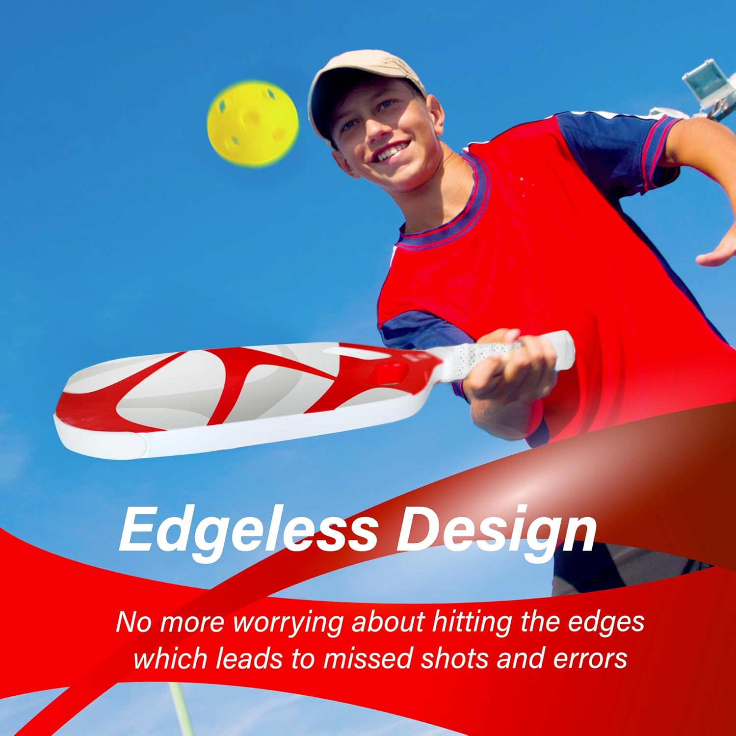 KASACA 3K + T700 Carbon Fibre Face Edgeless Pickleball Paddle - AERO SWIFT 2.0 RED