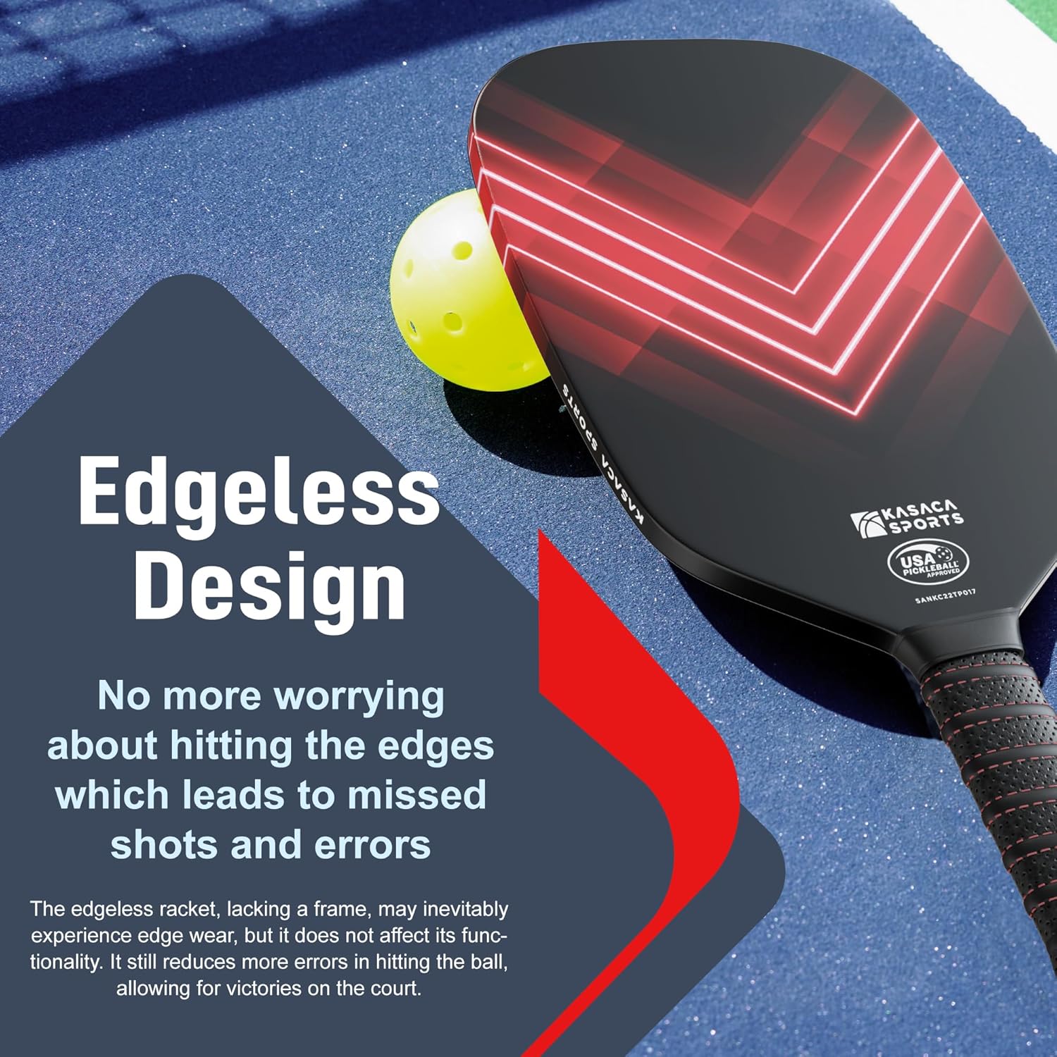 KASACA Edgeless Pickleball Paddle - AERO SPIKE - Carbon Fiber Face