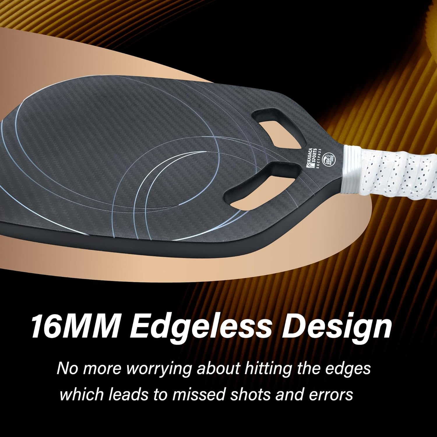 KASACA 3K + T700 Carbon Fibre Face Edgeless Pickleball Paddle - AERO SWIFT 2.0 BLACK