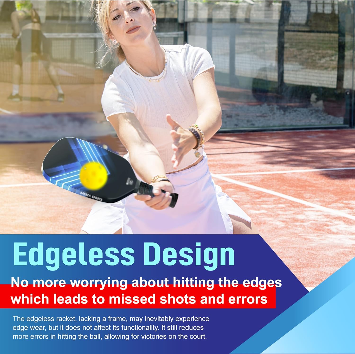 KASACA Edgeless Pickleball Paddle - AERO SWIPE - Carbon Fibre Face