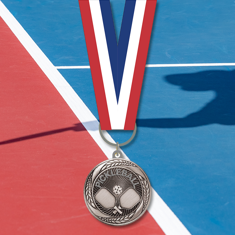 SILVER Pickleball Medal with Ribbon