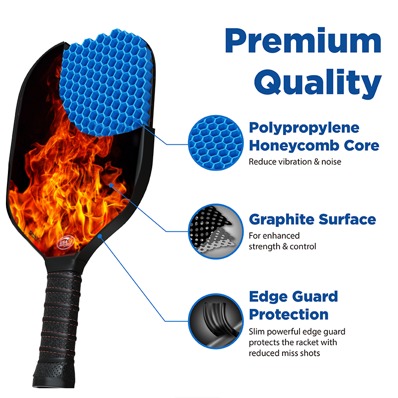 DNX Blaze Carbon Fibre T700 Pickleball Paddle with Edge Guard and Paddle Cover - USAPA Approved