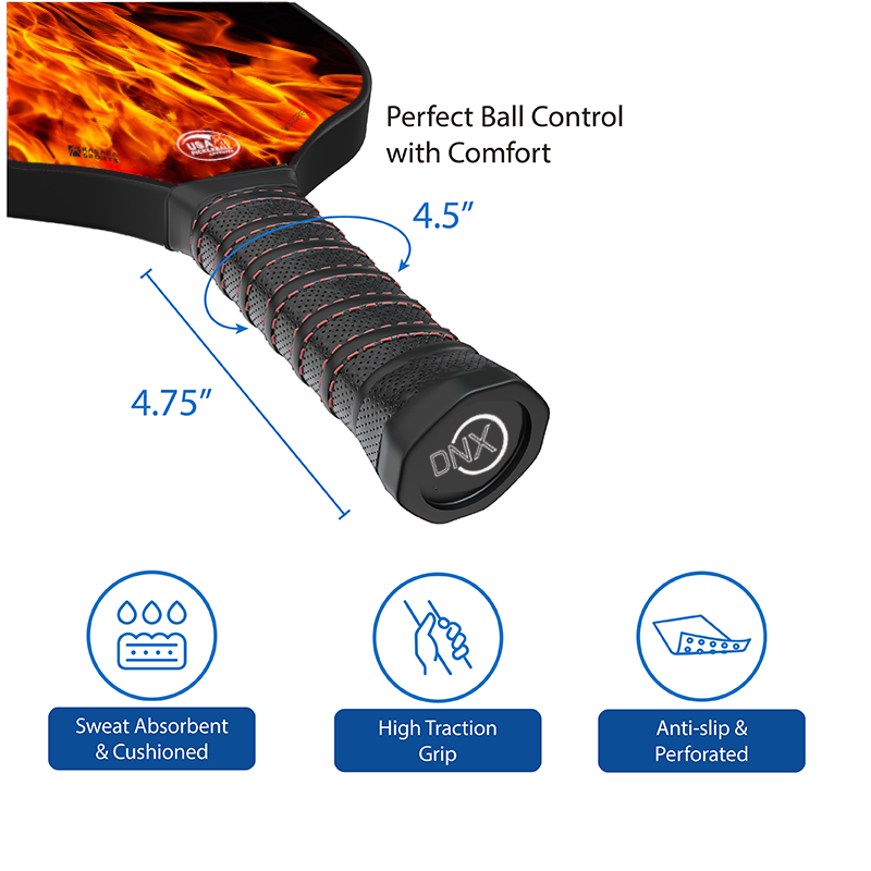 DNX Blaze Carbon Fibre T700 Pickleball Paddle with Edge Guard and Paddle Cover - USAPA Approved